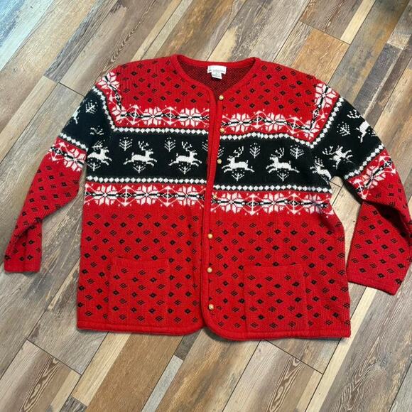 Red and black vintage Christmas Holiday | Grandma Sweater - Picture 1 of 6